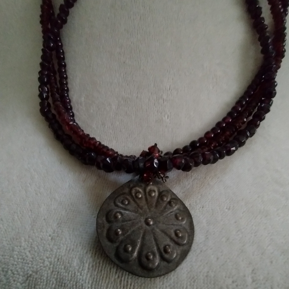 Antique Garnet Necklace Victorian Bohemian Deep Color Period Jewelry
